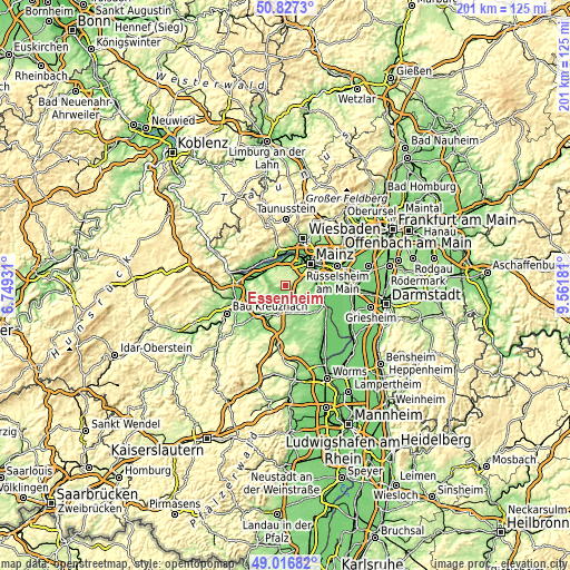 Topographic map of Essenheim