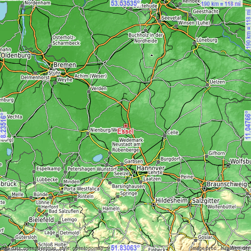 Topographic map of Essel