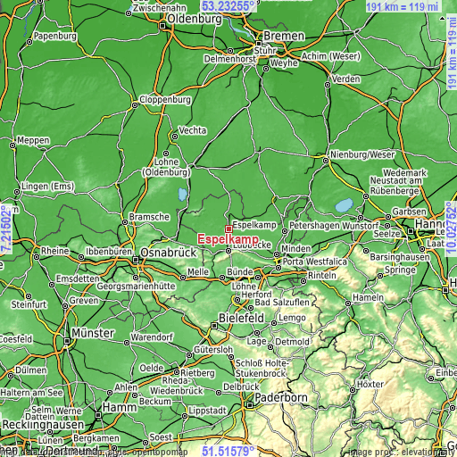 Topographic map of Espelkamp