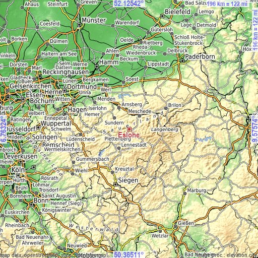 Topographic map of Eslohe