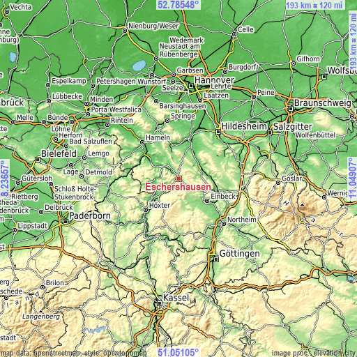 Topographic map of Eschershausen