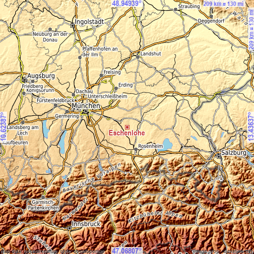 Topographic map of Eschenlohe