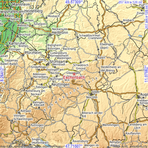 Topographic map of Eschenbach