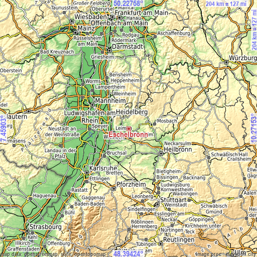 Topographic map of Eschelbronn