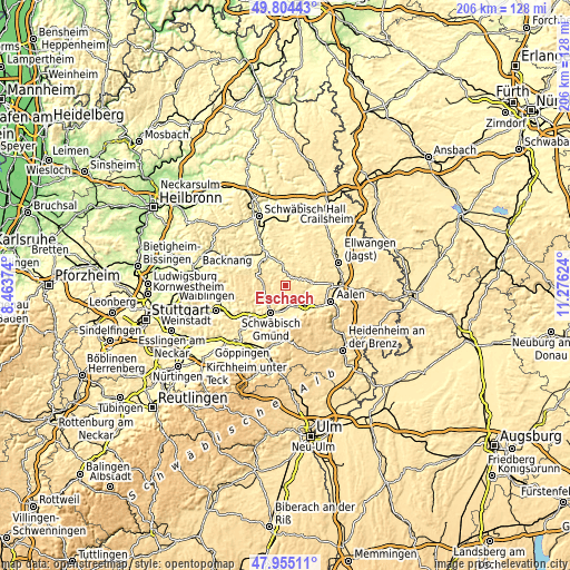 Topographic map of Eschach