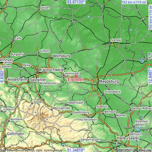 Topographic map of Erxleben