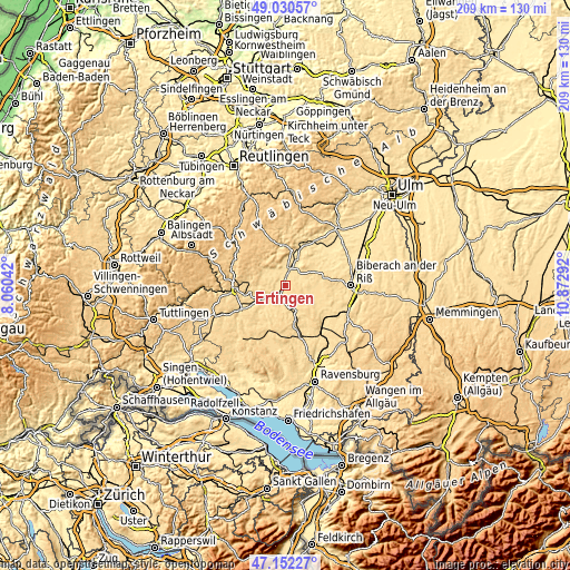 Topographic map of Ertingen