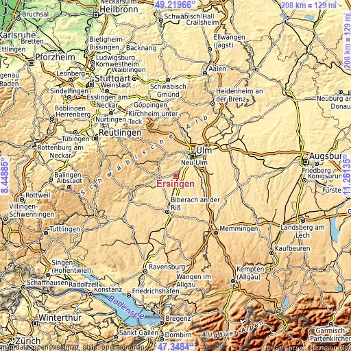 Topographic map of Ersingen