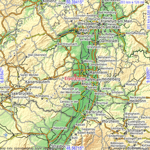 Topographic map of Erpolzheim