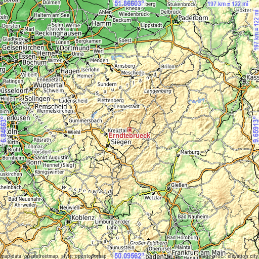 Topographic map of Erndtebrück