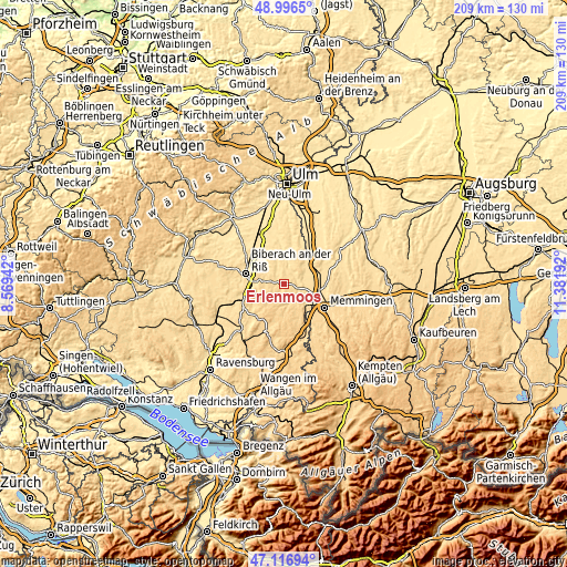 Topographic map of Erlenmoos