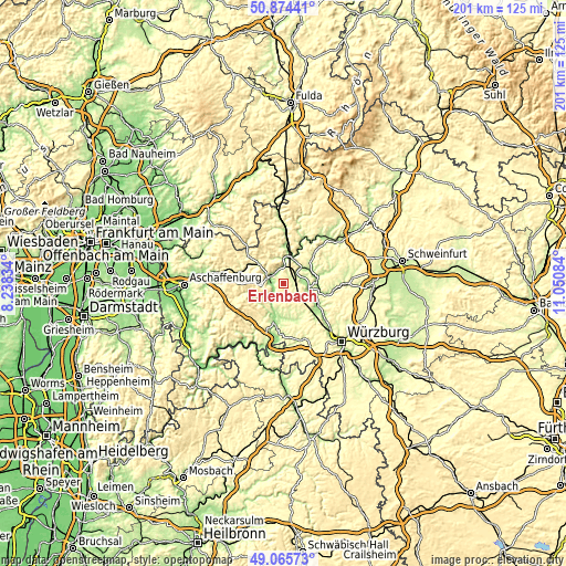 Topographic map of Erlenbach