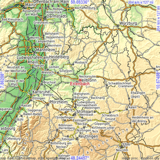 Topographic map of Erlenbach