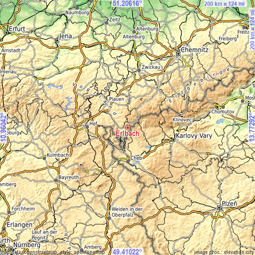 Topographic map of Erlbach