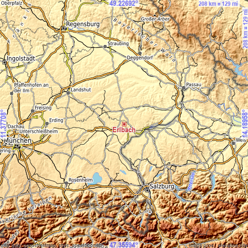 Topographic map of Erlbach