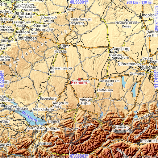 Topographic map of Erkheim