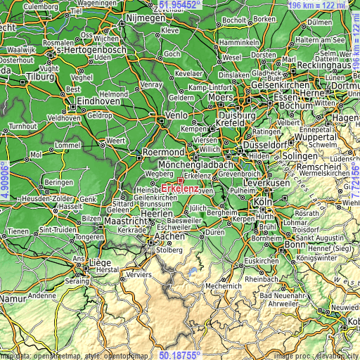 Topographic map of Erkelenz