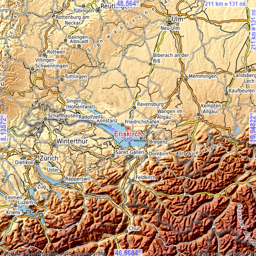 Topographic map of Eriskirch