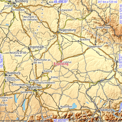 Topographic map of Ergolding