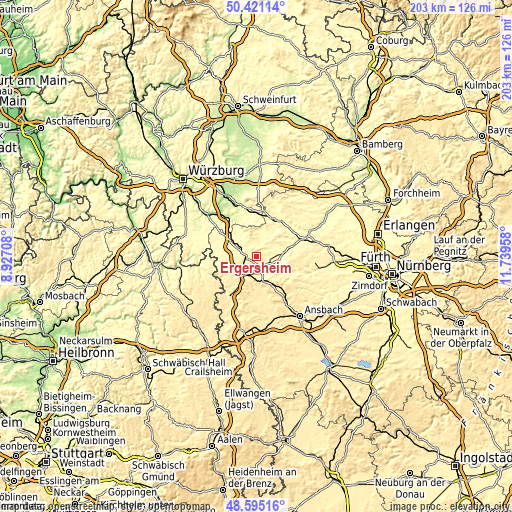 Topographic map of Ergersheim