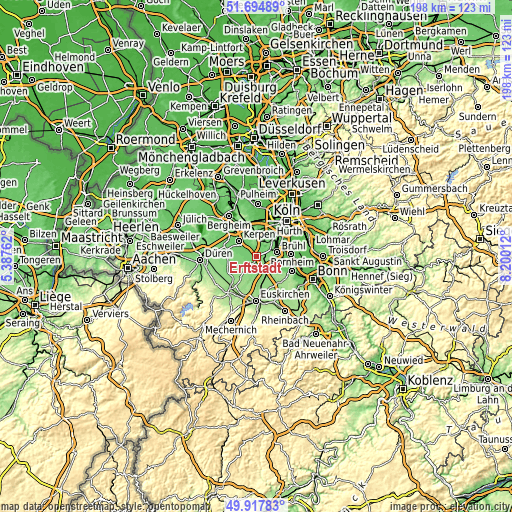 Topographic map of Erftstadt