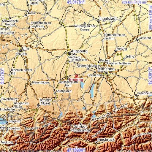 Topographic map of Eresing