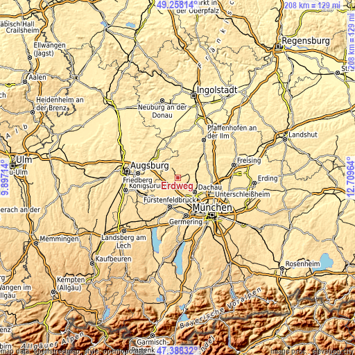 Topographic map of Erdweg