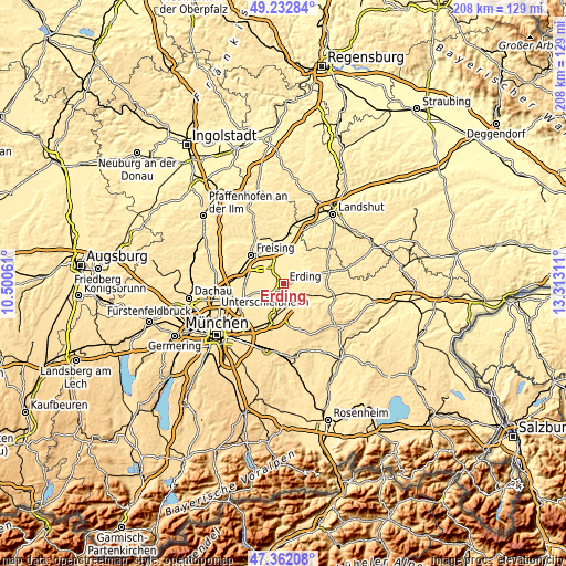 Topographic map of Erding