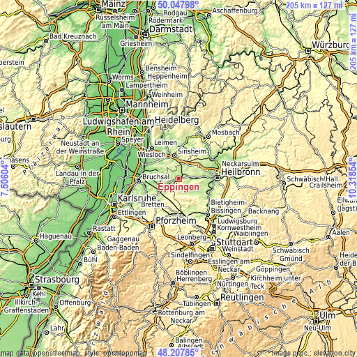 Topographic map of Eppingen