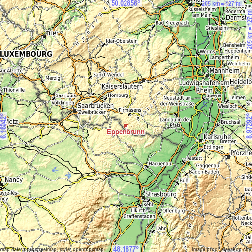 Topographic map of Eppenbrunn