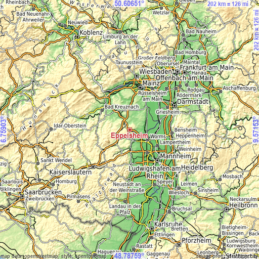 Topographic map of Eppelsheim