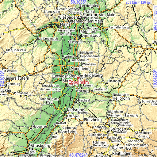 Topographic map of Eppelheim