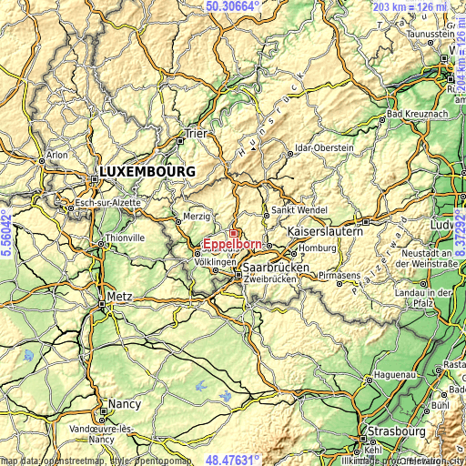 Topographic map of Eppelborn