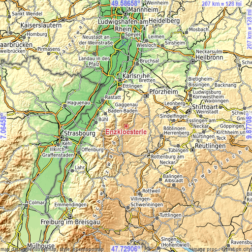 Topographic map of Enzklösterle