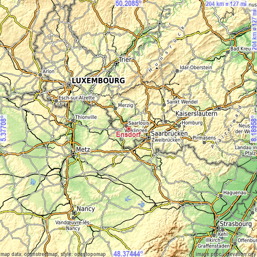 Topographic map of Ensdorf