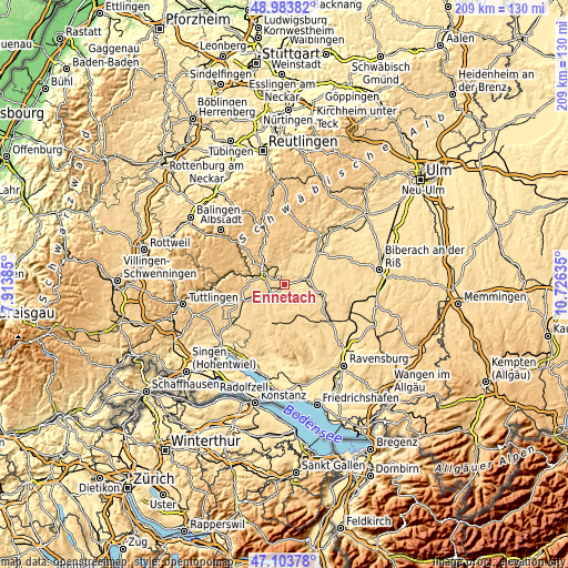 Topographic map of Ennetach