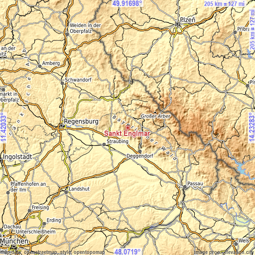 Topographic map of Sankt Englmar