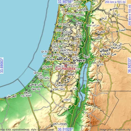 Topographic map of Ẕur Hadassa