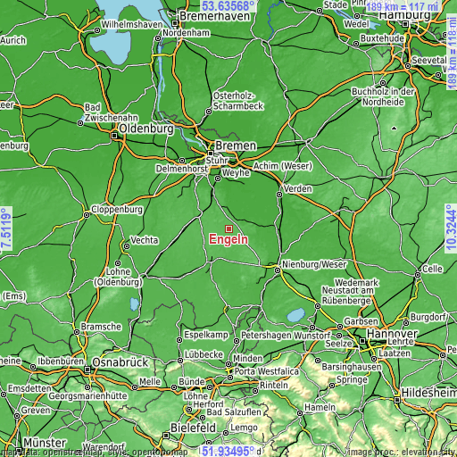 Topographic map of Engeln