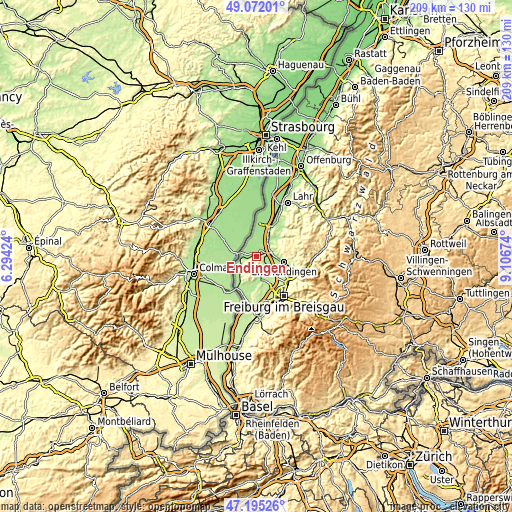 Topographic map of Endingen