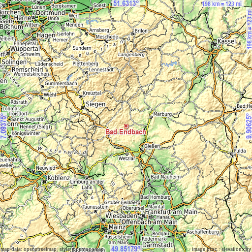 Topographic map of Bad Endbach