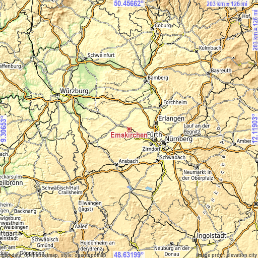 Topographic map of Emskirchen