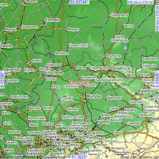 Topographic map of Emsdetten