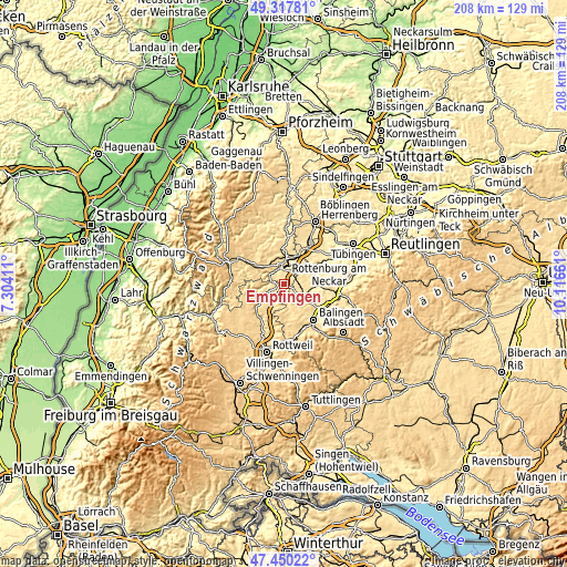 Topographic map of Empfingen