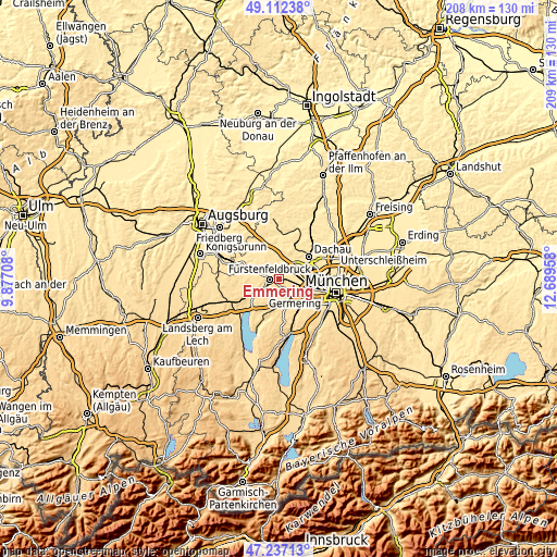 Topographic map of Emmering