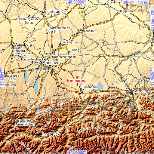 Topographic map of Emmering