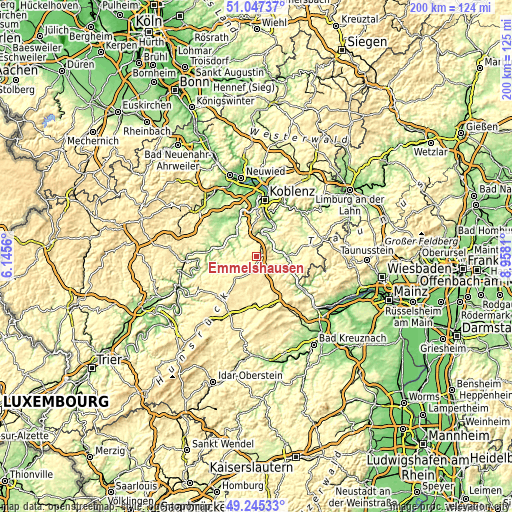 Topographic map of Emmelshausen