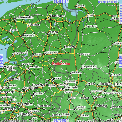 Topographic map of Emlichheim