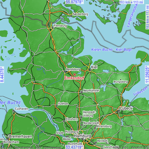 Topographic map of Emkendorf