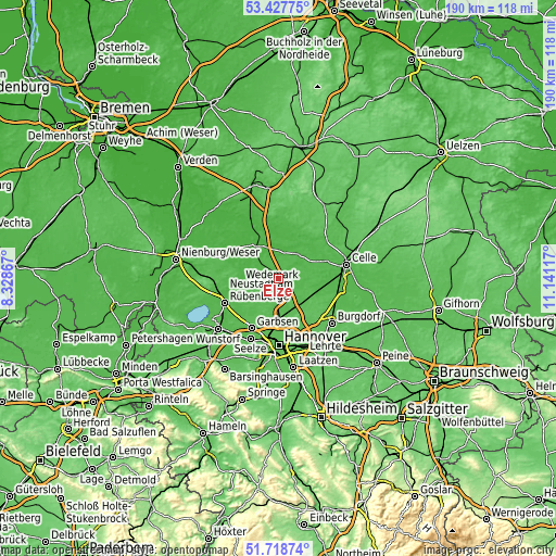 Topographic map of Elze